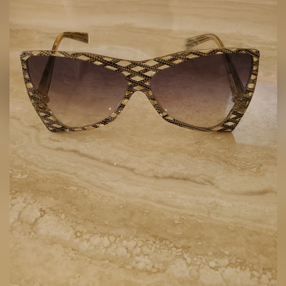 Yves Saint Laurent Snake-Print Cat Eye Sunglasses with Gradient Gray Lenses